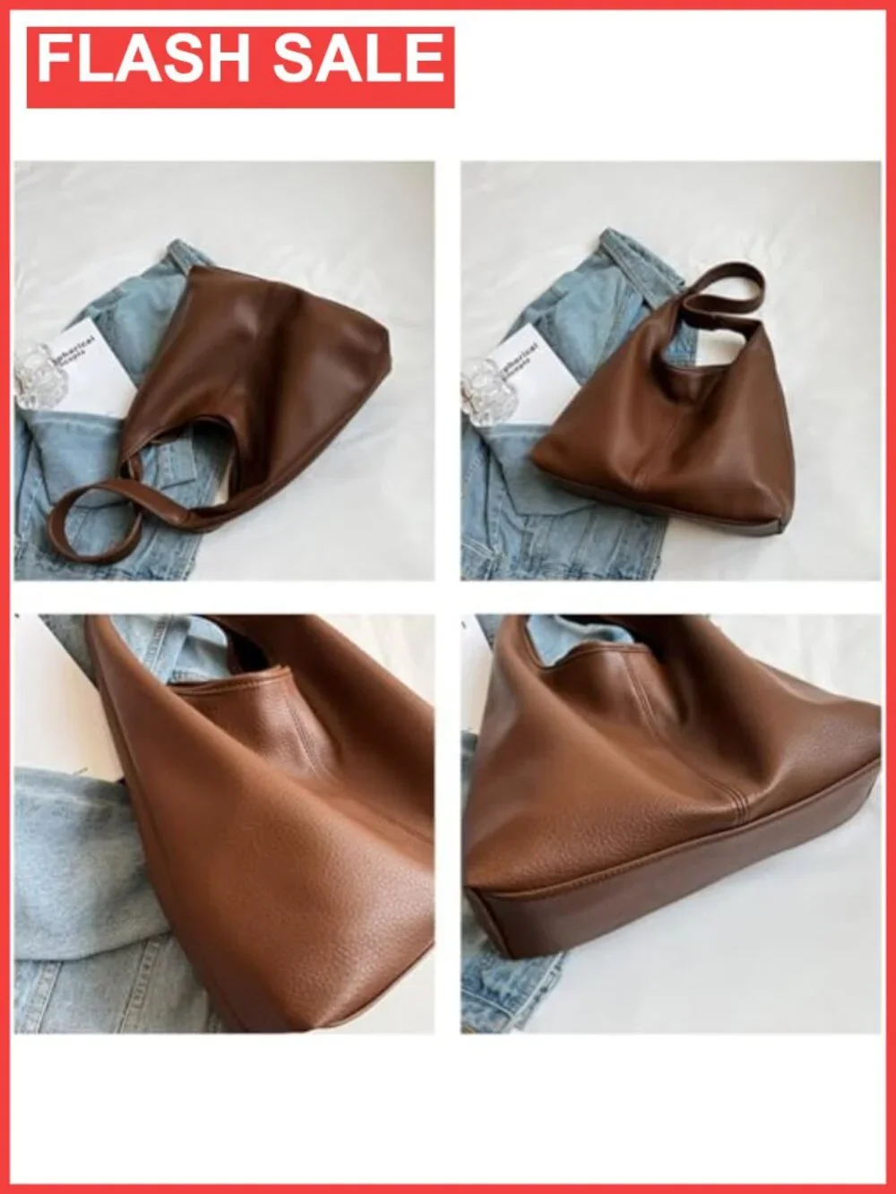 Women's Retro PU Leather Hobo Bag Set Soft Large Tote Crossbody Shoulder Purse
